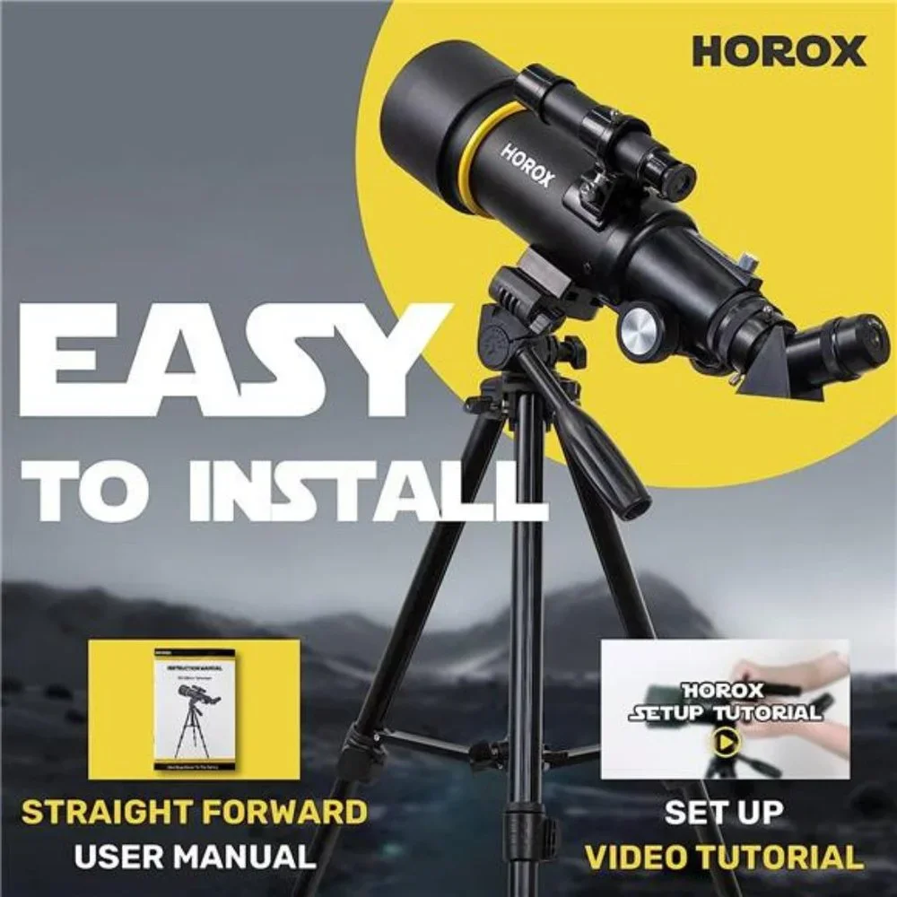 Telescope,  70mm Aperture 400mm Refractor Telescope for Astronomy Beginners